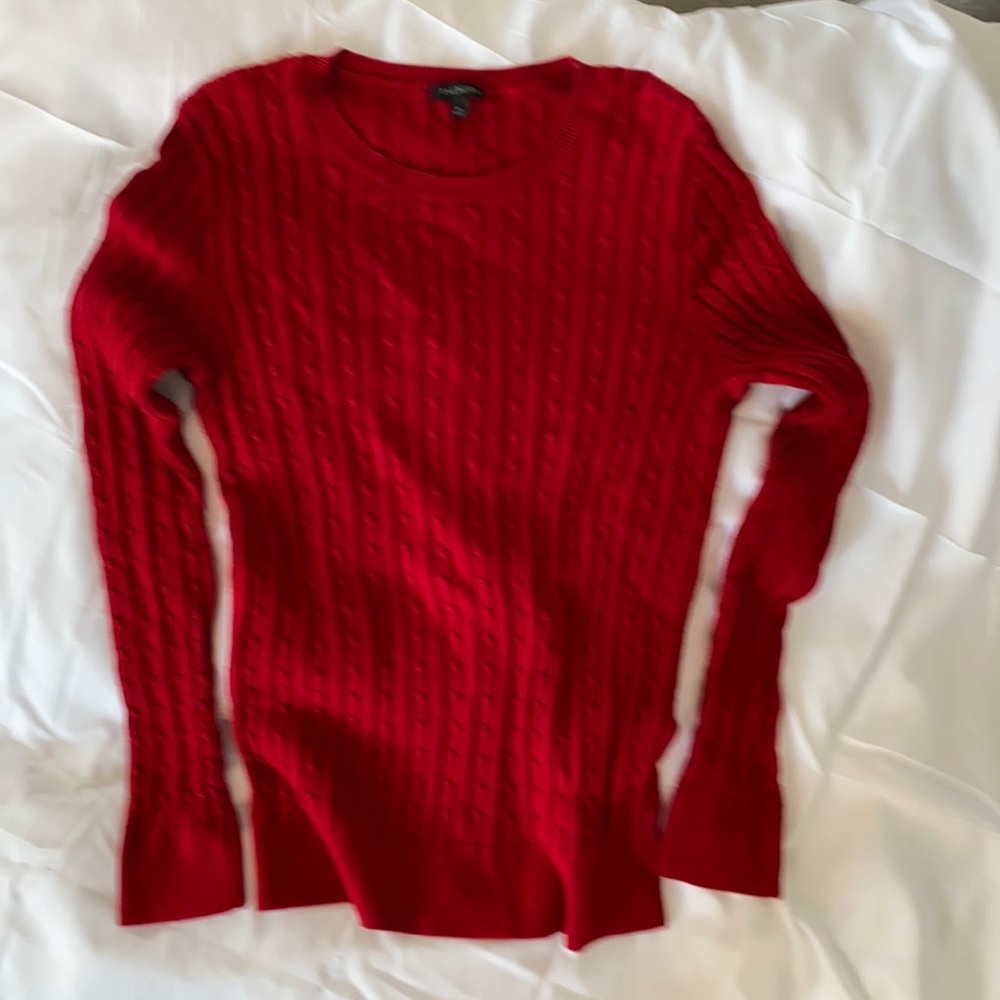 Talbots Red Cable Knit Lightweight Sweater
